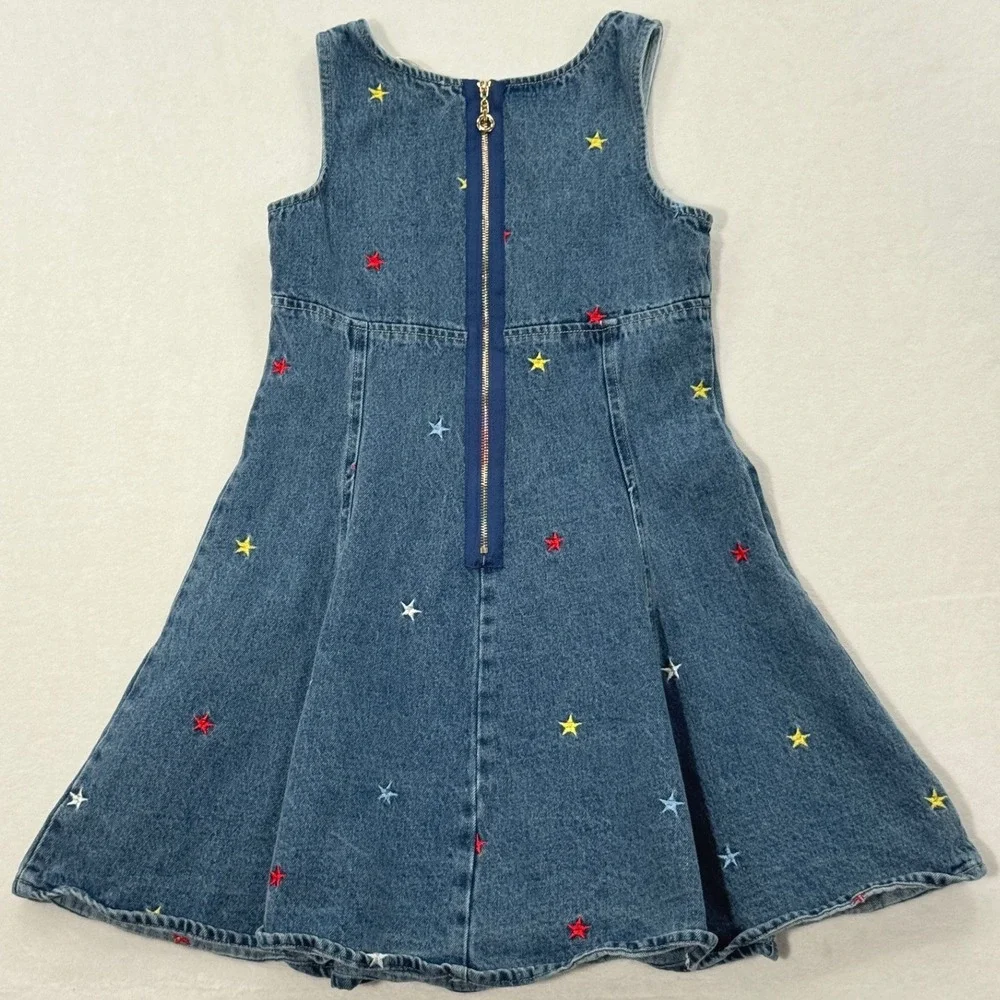 Hannah Banana Girls Blue Denim Star Embroidered Party Dress Sz 8 Schoolgirl